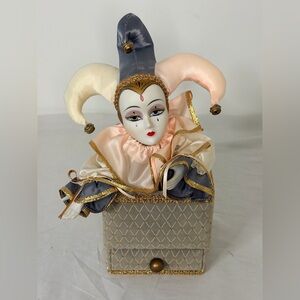 Victoria Impex Harlequin Jester Musical Motion Doll Porcelain Rare